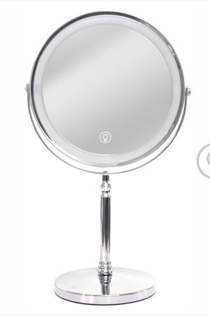 Makeup Mirror with Lights ，8 Inch 1X/10X Rechargeable Double Sided Magnifying, 360° Rotation LED HD Mirror with 3 Colors，Brightness Adjustable, Ideal for Daily Skincare and Professional Makeup