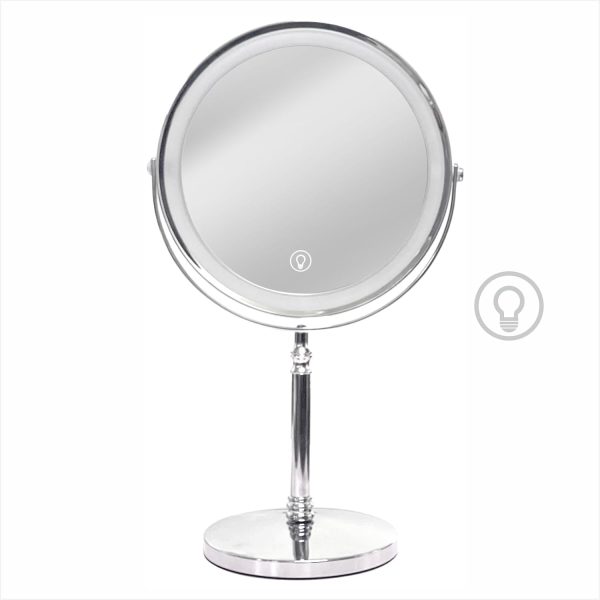 Makeup Mirror with Lights ，8 Inch 1X/10X Rechargeable Double Sided Magnifying, 360° Rotation LED HD Mirror with 3 Colors，Brightness Adjustable, Ideal for Daily Skincare and Professional Makeup