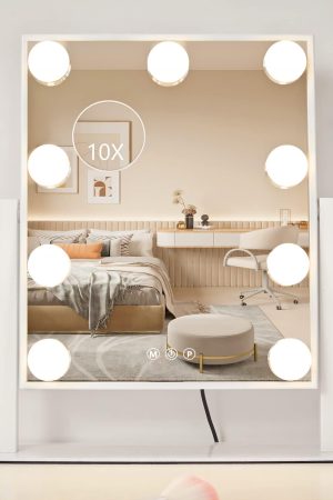 Vanity Mirror with Lights, Makeup Mirror with Lights,3 Color Lighting Modes Detachable 10X Magnification Mirror Touch Control,360°Rotation, White.
