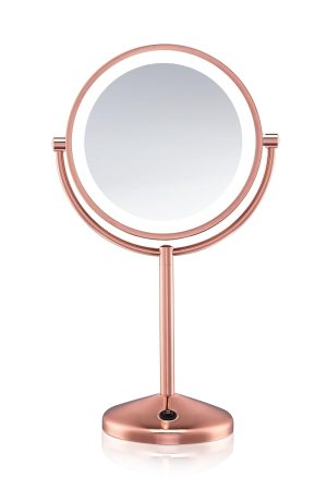 Lighted Makeup Mirror, LED Vanity Mirror, 1X/10X Magnifying Mirror, Double Sided, Battery Operated in Rose Gold