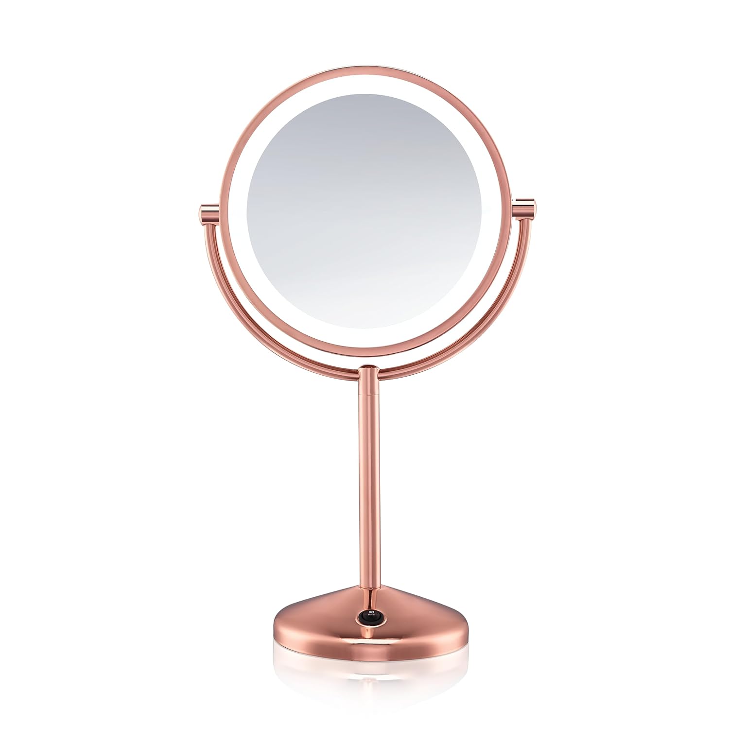 Lighted Makeup Mirror, LED Vanity Mirror, 1X/10X Magnifying Mirror, Double Sided, Battery Operated in Rose Gold