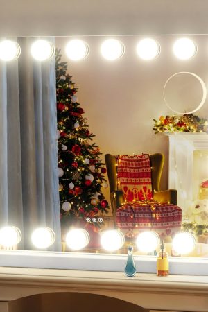 24 Extra Bulbs Vanity Mirror with Lights, 32WX24L Tabletop  Makeup Mirror USB+Type-C Charging,  Lighted Mirror,3 Colors Modes,Touch Control,Metal Frame,White