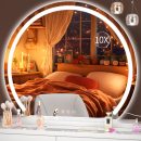 Vanity Mirror with Lights, 32" x 26" LED Makeup Mirror, Lighted Makeup Mirror with Lights, Smart Touch Control 3 Colors Dimmable Mirror White