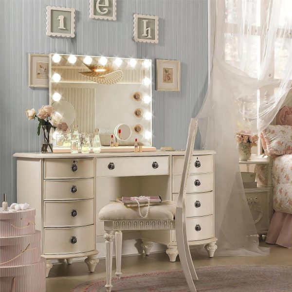 Hollywood Vanity Mirror with Lights, 15 Dimmable Bulbs, 3 Color Lights,Make Up Lighted Mirror, Aluminum Metal Frame, USB Charging Port（23" x 18"） - Image 2