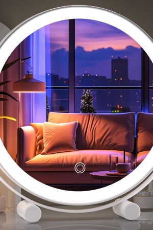10-inch Lighted Makeup Mirror with Magnification, White Frame Rechargeable 3000 mAh Vanity Mirror with Lights, Desk Mirror with Dimmable Brightness, 3 Lighting Modes