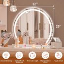 Vanity Mirror with Lights, 32" x 26" LED Makeup Mirror, Lighted Makeup Mirror with Lights, Smart Touch Control 3 Colors Dimmable Mirror White