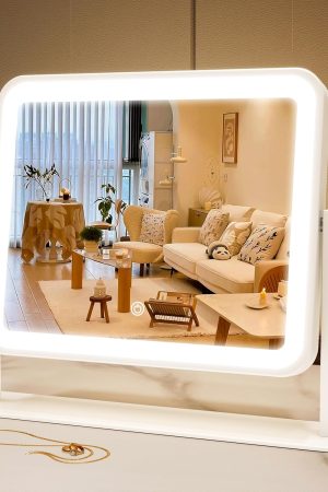 Vanity Mirror with Lights 14"×12" Makeup Mirror with Lights,Lighted Vanity Mirror Tabletop,Smart Touch with 3-Color Lighting,Dimmable,for Vanity Desk Tabletop